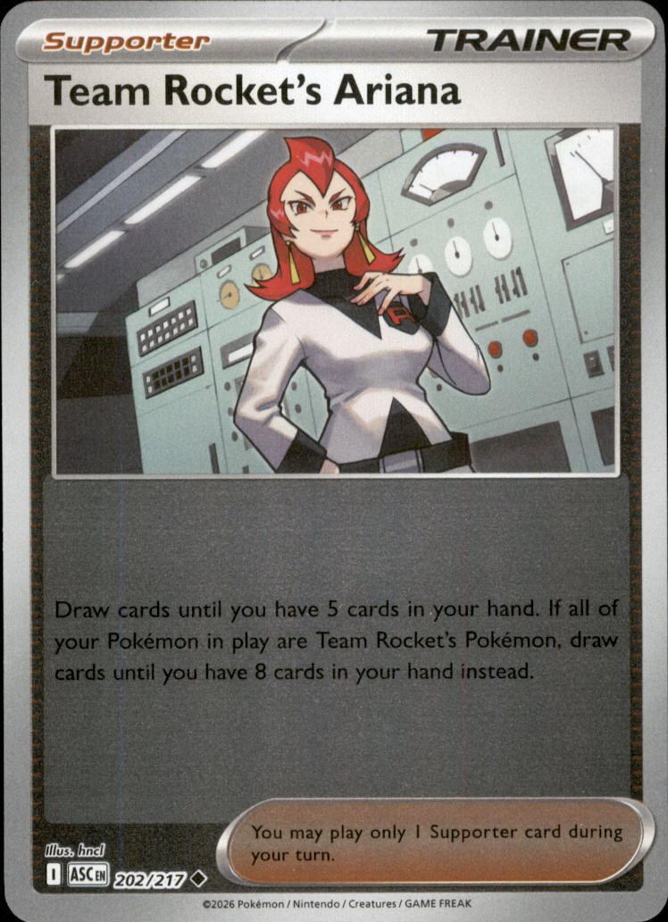 Team Rocket's Ariana 202/217 ME: Ascended Heroes Reverse Holo Pokemon-EN NM