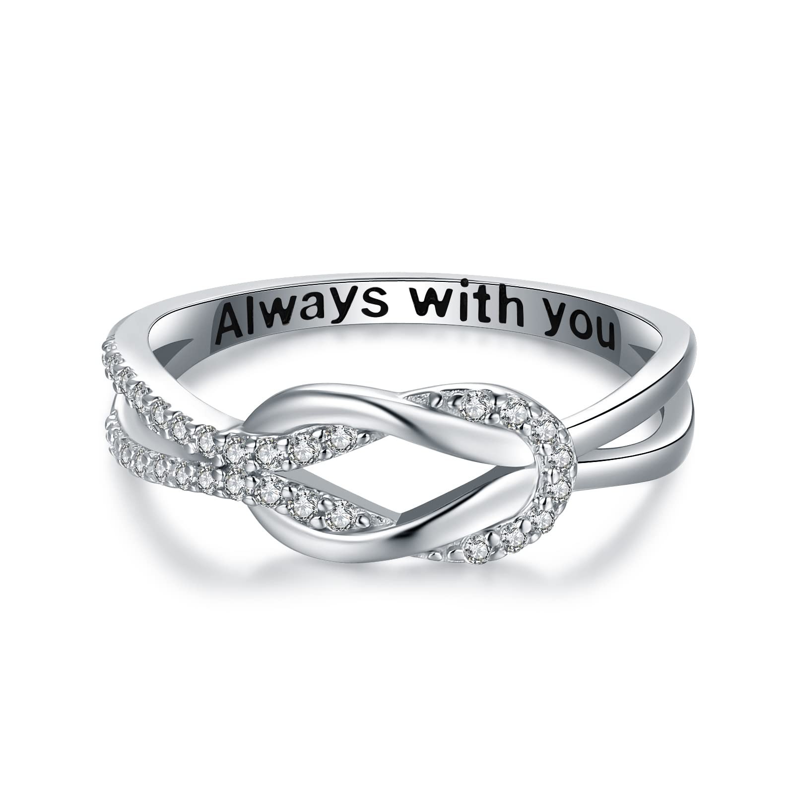 925 Sterling Silver Love Knot Ring Promise Ring for Mother and Daughter | Squ...