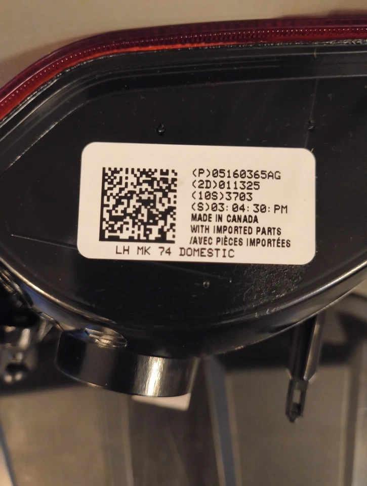 2008-2017 Jeep Patriot Taill Light, OEM # 05160365AG-001 - Image 4 of 4