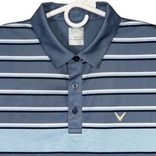 Callaway Opti Dri Mens Golf Polo Shirt Blue Stripe Short Sleeve XL