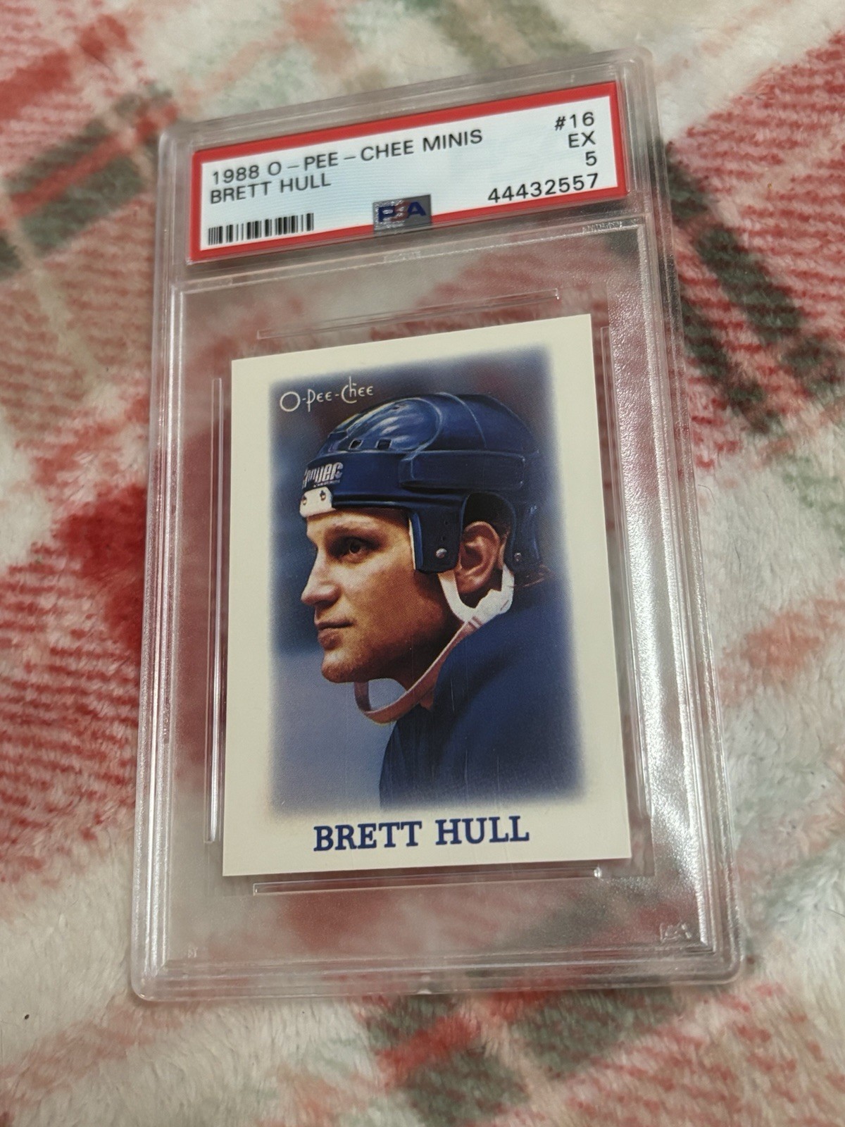 1988-89 O-Pee-Chee Minis Brett Hull RC #16 St. Louis Blues Hockey PSA 5 Rookie
