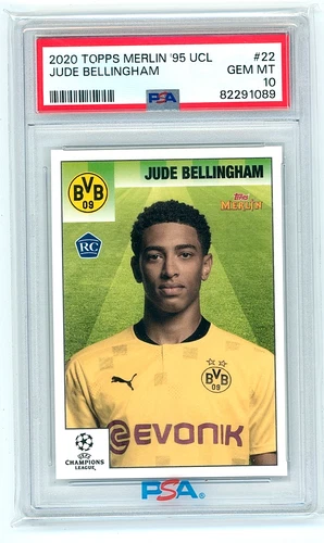 2020-21 Topps Merlin Heritage 95 Jude Bellingham Rookie PSA 10 #022 Dortmund