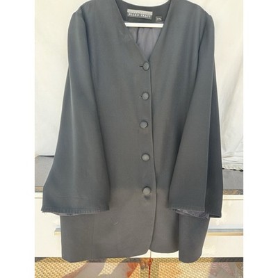 Vtg Linda Allard Ellen Tracy Women's Premium Silk Long Jacket Minimalist Sz 14