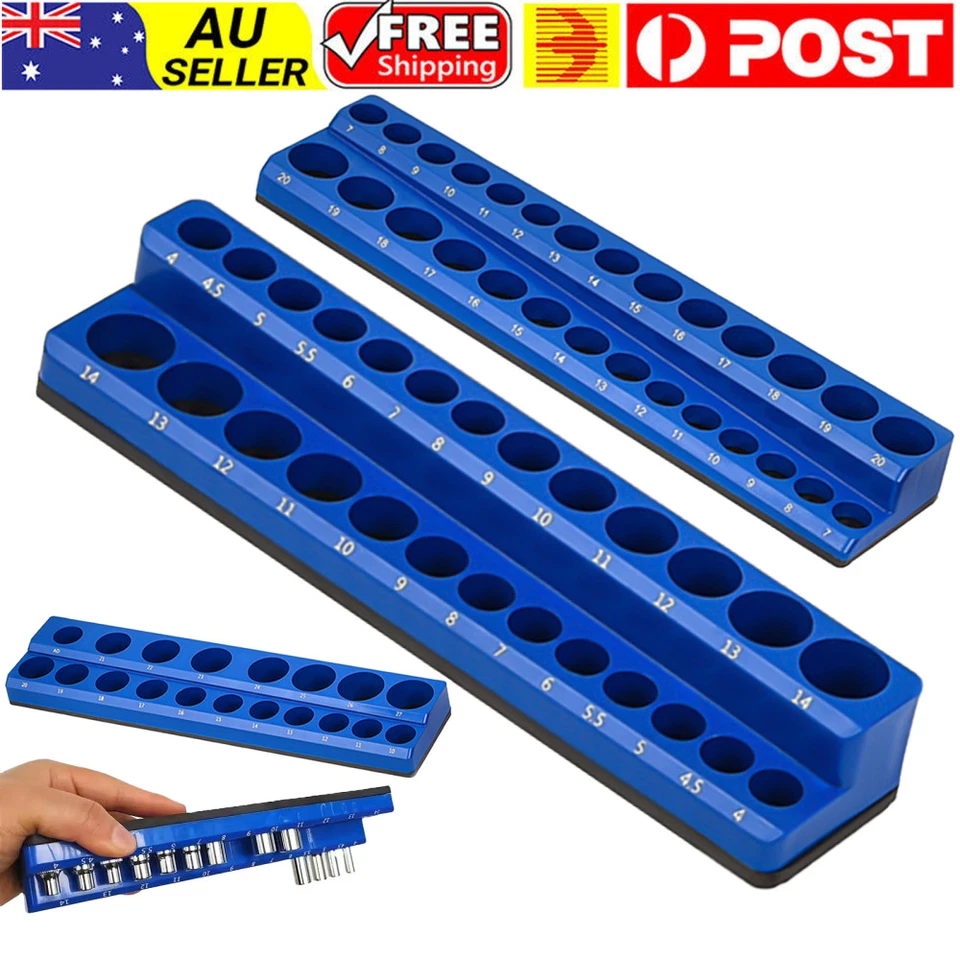 Magnetic Socket Holder Storage Organiser Trays For 1/4" 3/8" & 1/2" Drive Metric
