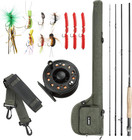 9' Fly Fishing Rod and Reel Combo with Carry Bag 10 Flies Complete Starter Pa...