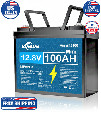 #ad KUNLUN 12V 100Ah LiFePO4 Lithium Battery Mini Group 24 15000 Deep Cycle $109.99
