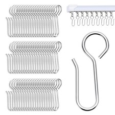 S-Shaped Small Metal Curtain Hooks - 60 Pcs Drapery for Small, Siliver