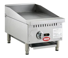 Kratos Commercial Griddle, 15"W Gas Countertop Griddle with Manual Controls,