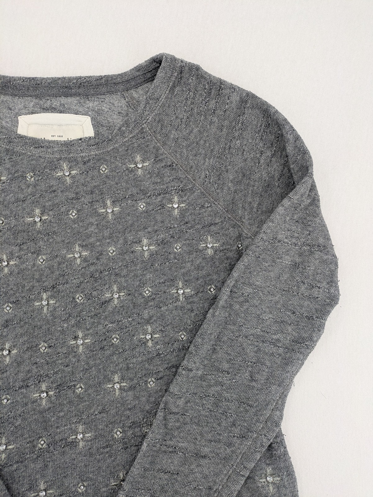 Abercrombie & Fitch Damen Sweatshirt Pullover Gr M Grau Meliert Langarm Verziert image 2