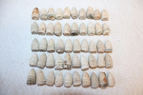 LOT OF 50 DUG CIVIL WAR SPENCER BULLETS FOUND CUSTER'S CAMPS WINCHESTER V.A.# 1