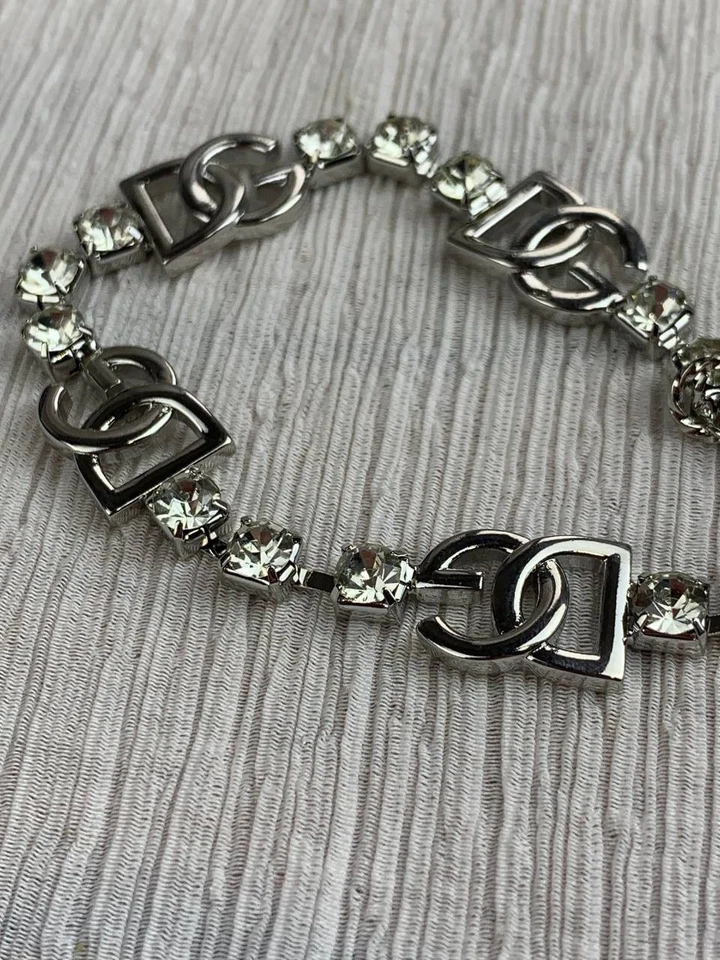 Dolce Gabbana Silver Rolo Chain DG Bracelet - Image 2 of 4