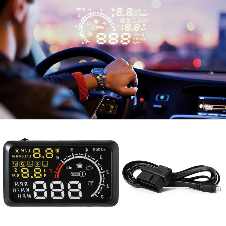 Coche HUD 5.5" LCD Bluetooth Head Up Display Velocímetro Motor Kit de Advertencia de Velocidad Foto 2 de 4