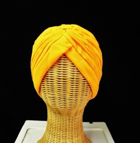 Chemo Turban Orange Polyester Knit Gathered Knotted Style Head Cover Cap Hat New