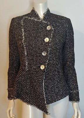 Emil Rutenberg Black & White Tweed Jacket 4 Asymmetric Lines LS 