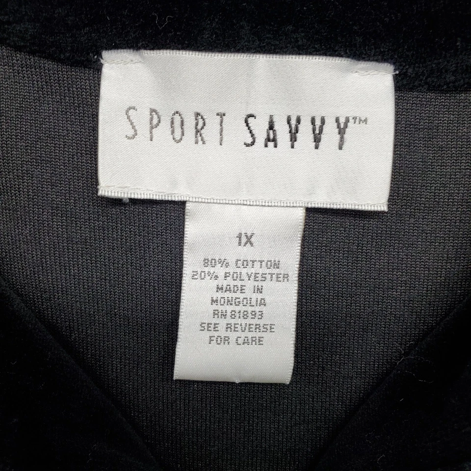 Sudadera deportiva inteligente para mujer 1X terciopelo negro manga larga abertura lateral cuarto cremallera Foto 3 de 4