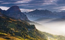 Landscape nature mist mountains sky clouds fall forest Custom Gaming Mat Desk