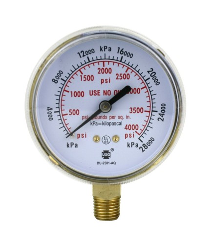 Gauges for Heavy-Duty Oxygen Regulators - 2.5 inches - Thread: 1/4" NPT - Picture 4 of 12