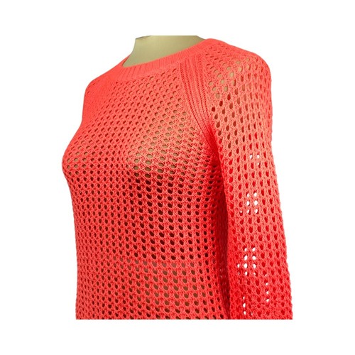 a.n.a. Petite Womens Long Sleeve Crew Neck Open Knit Sweater Size PS Pink - Picture 11 of 15