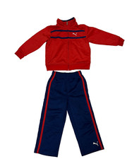 Puma Little Boys 2 Piece Tracksuit Set Blue Red Sweatpants Size 2T white logo