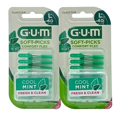 2x 40 Stück GUM Soft Picks Large Interdentalbürsten Zahnzwischenraumbürsten 