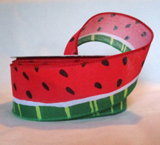 Offray 10 yards Wired Ribbon Watermelon Print 2 1/2 inch wide Wiley