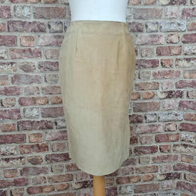 Danier beige Wildleder Lederrock UK 10 knielang gerade Bleistift Canada