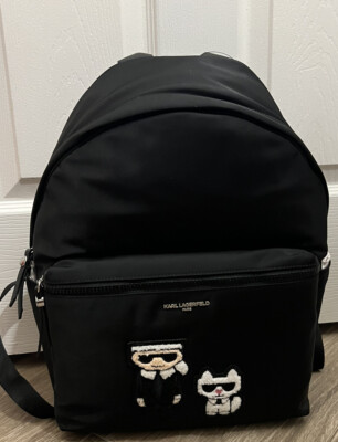Karl Lagerfeld Paris Nylon Backpack Black/Black Sherpa | eBay display picture 2