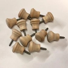12 Small Wood Piano Fallboard/Key Cover/Desk/Cabinet Knobs, Unfinished 3/4"