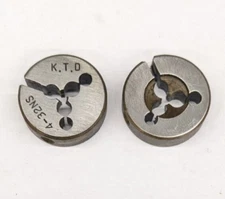 2 Kromhard 4-32 NS Round Dies 13/16" OD Screw Adjustable Die CS Carbon Steel USA