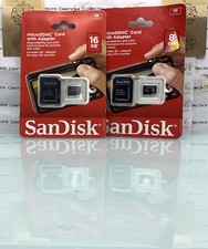 Lot of 2 SanDisk 16GB microSDHC Card with Adapter Brand New YY