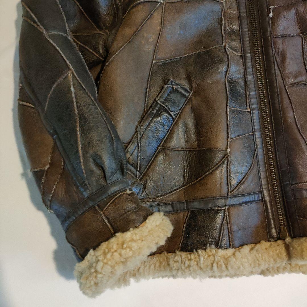 Visvim Mouton Leather Patchwork Jacket Brown Size… - image 4