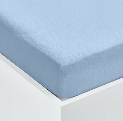 Single Double King Terry Towel Super Soft Extra Deep Fitted Sheets Baby  Pram Cot UK