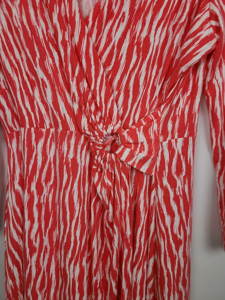 Vestido Pendleton Mujer Simulado Envolvente Pequeño Mediano Coral Blanco Cebra Manga Larga Foto 3 de 4