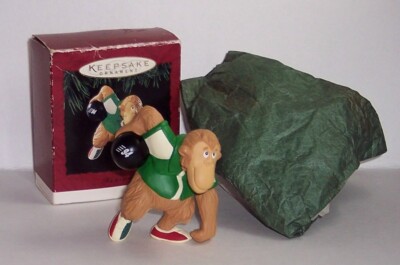 VTG 1994 IT'S A STRIKE ~ Bowling Monkey ~ Hallmark Keepsake Ornament