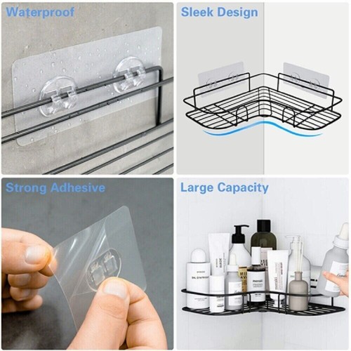 Shower Caddy Shelf Bathroom Corner Bath Storage Holder Organizer Triangular Rack - Picture 7 of 7