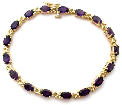 Amethyst Edelstein Tennis Armband 14K Gold 8,5 Karat lila 7'' lang 8,2 grs