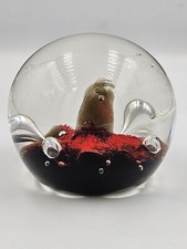 Caithness Glass Moonflower Paperweight Colin Terris Red & Black FREE POSTAGE