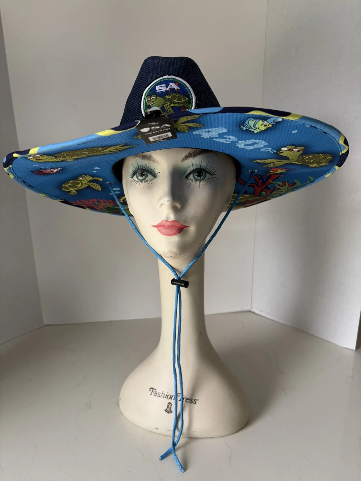 S A Fishing Hat One Size Colorful Under Brim Sea Turtle Sun Protection NWT