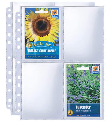 30 pages 4 Pocket Seed Storage Organizer Sleeves Garden Seed Sleeves