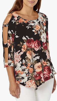 Star Vixen Women's Long Ladder Sleeve Knit Top - Flattering Hanky Hem Smooth Comfort Fit