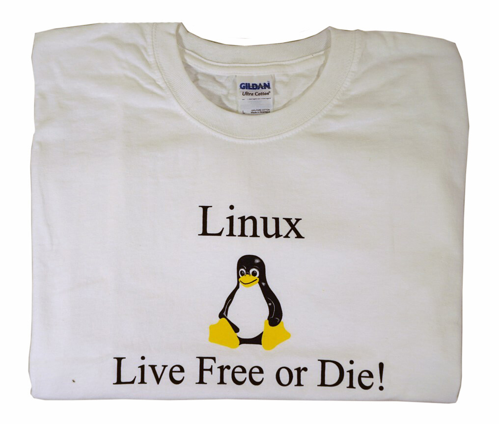 LIVE FREE OR DIE! Tux Linux Penguin T-Shirt Large NEW! | eBay