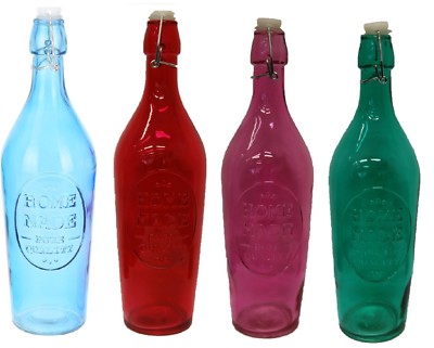 8er Set Glas Clip Top Flaschen luftdicht 1 Liter wiederverwendbar Schwenkdeckel Wein