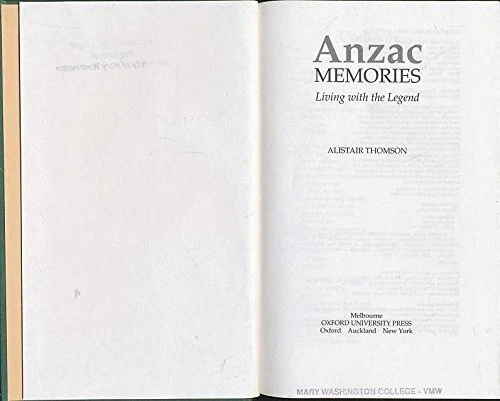 Anzac Memories: Living with the Leg..., Thomson, Alista - Picture 1 of 2
