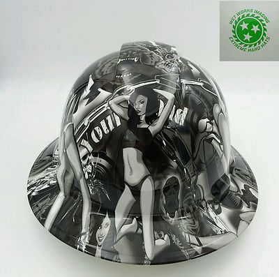 #ad Hard Hat FULL BRIM custom hydro dipped OSHA APPROVED BIKER BABES WOW $54.99