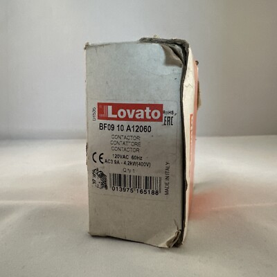 Lovato Electric 9 Amp 120V Coil BF0910A12060 Contactor Brand New