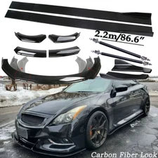 For Infiniti G37 Coupe Front Bumper Lip Spoiler Side+Skirts Rear Glossy Black