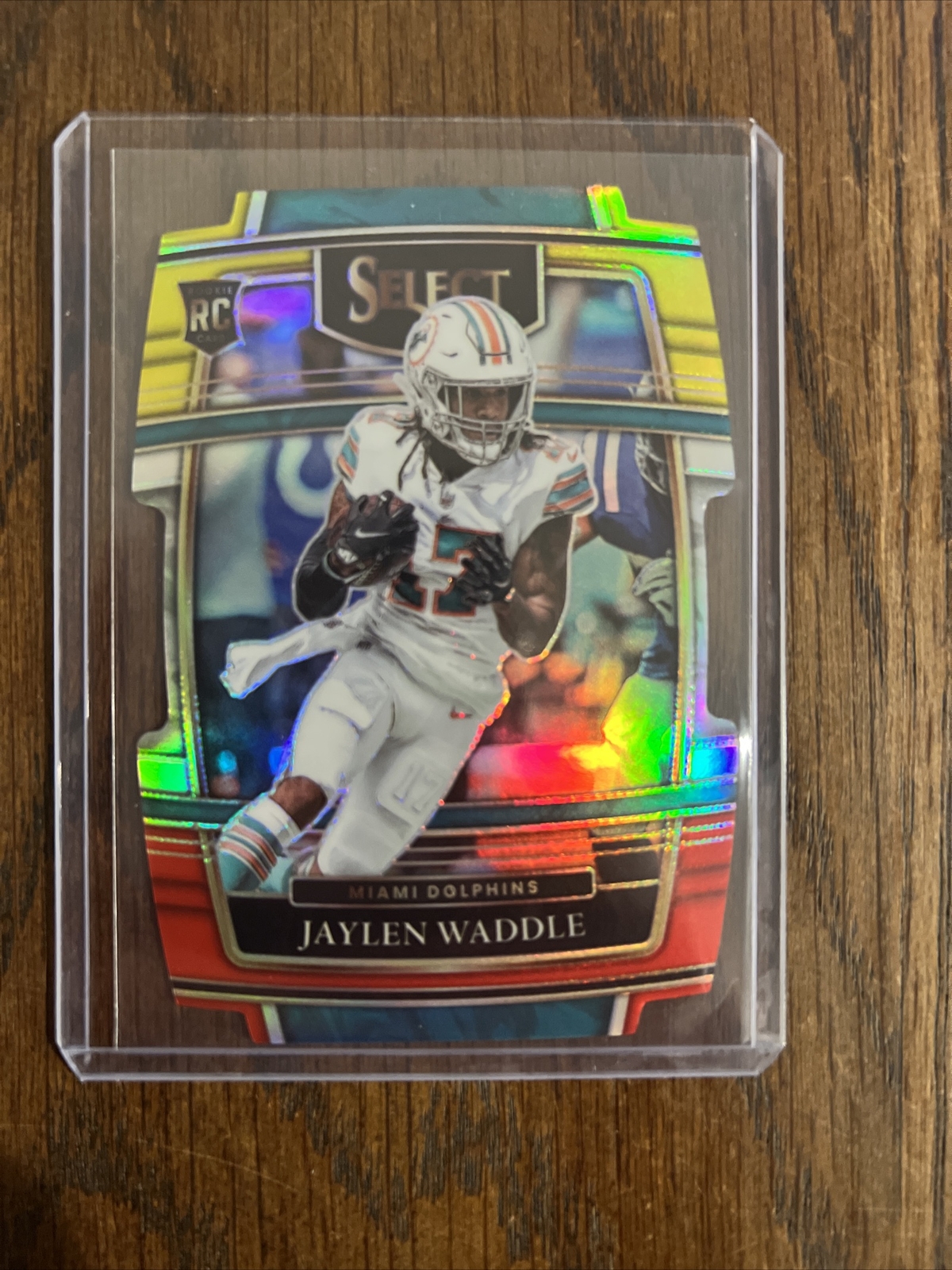 2021 Select Concourse Yellow & Red Prizm Die Cut Rookie Jaylen Waddle #48 RC
