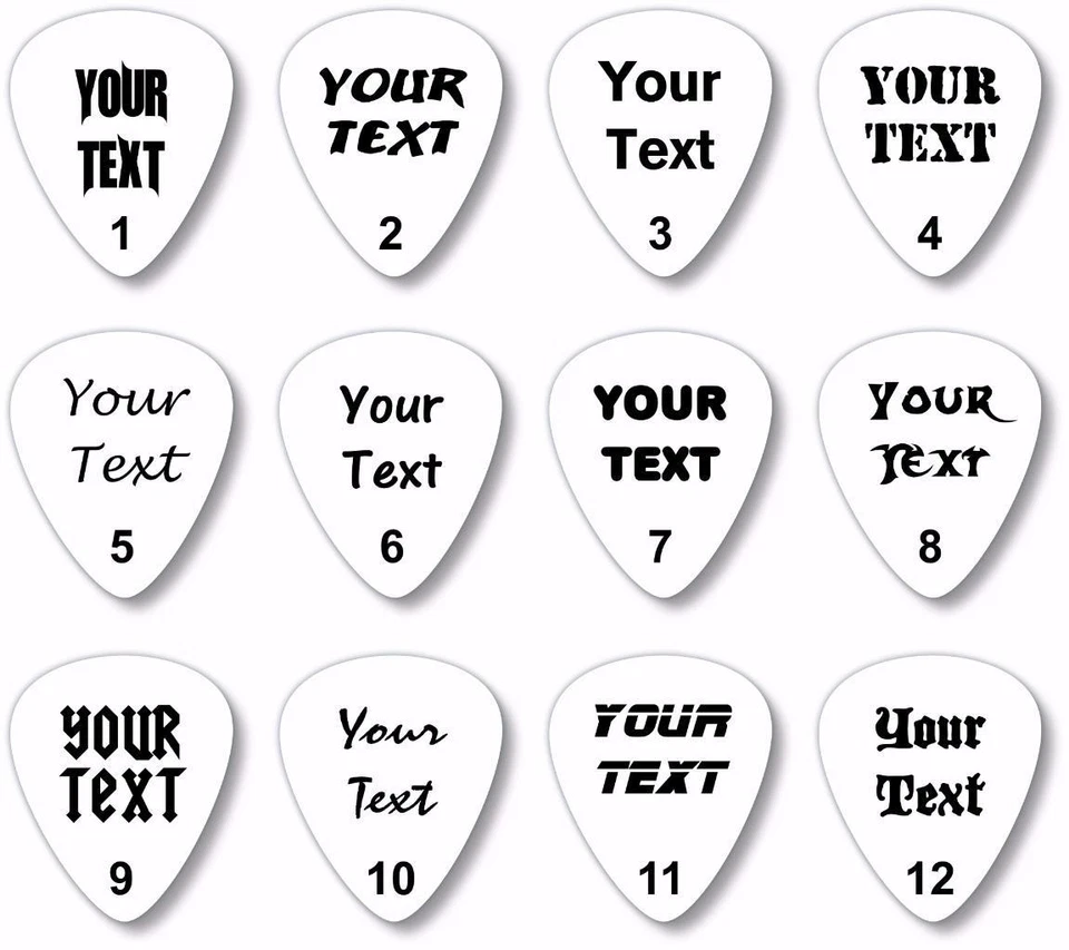 CUSTOM printed guitar picks, personalised plectrums with your name, logo, design