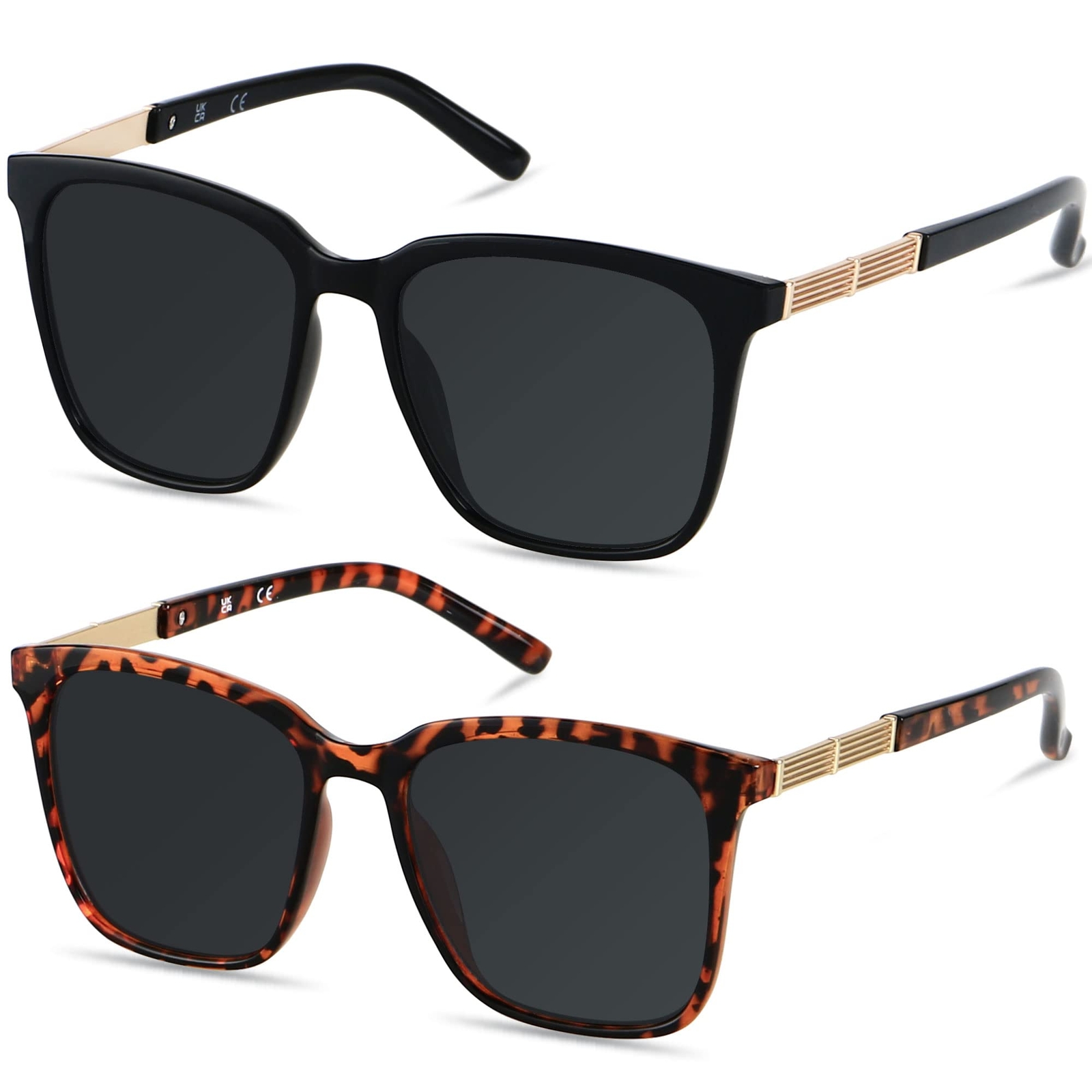 Oversized Sunglasses for Women Mirrored Big Large Shades 2 Pack Fashion Squar...