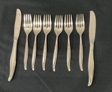 Oneida LTD Surf Maid Cab. 1881 Roger’s 6 Salad Forks 2 Knives Stainless Flatware